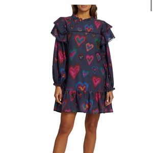 Dyed Hearts Ruffled Minidress